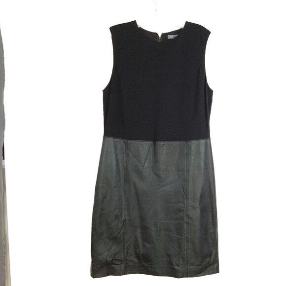 Vince Sleeveless Viscose/Leather Sheath Dress Black Size 12 - Picture 12 of 16